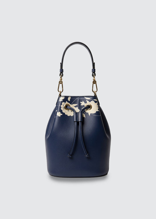Handbag - Navy Leather Bucket