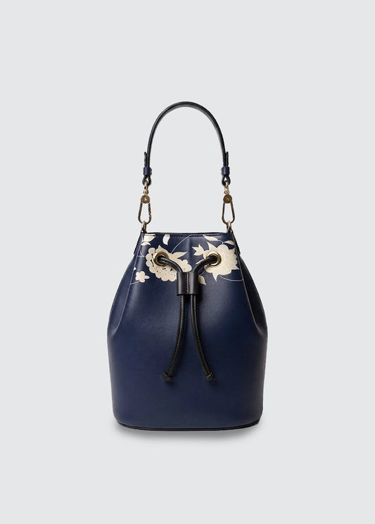 Handbag - Navy Leather Bucket