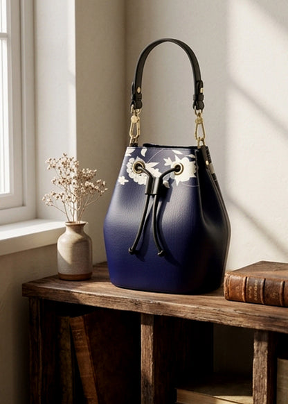 Handbag - Navy Leather Bucket
