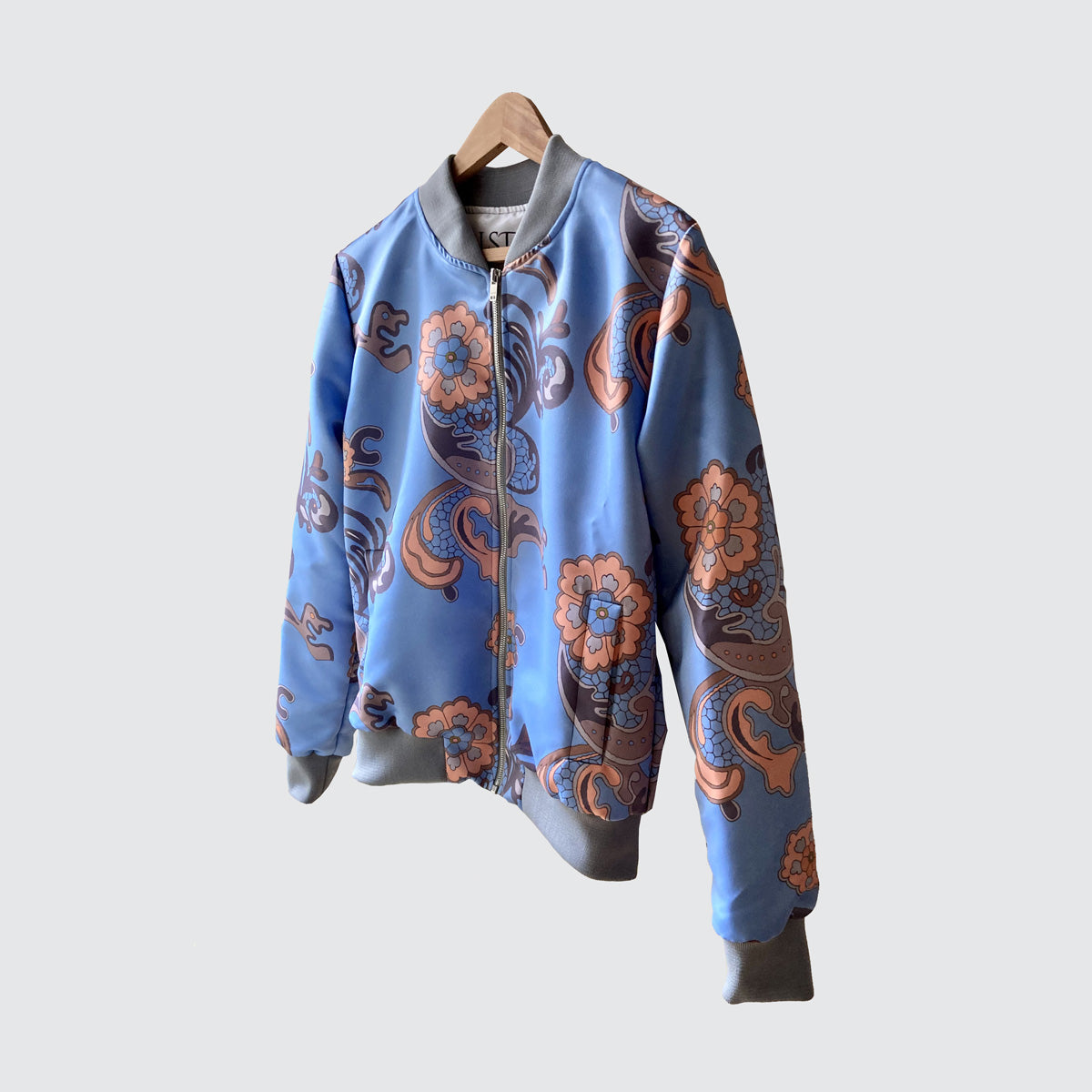 Bomber Jacket - Blue with Floral Design