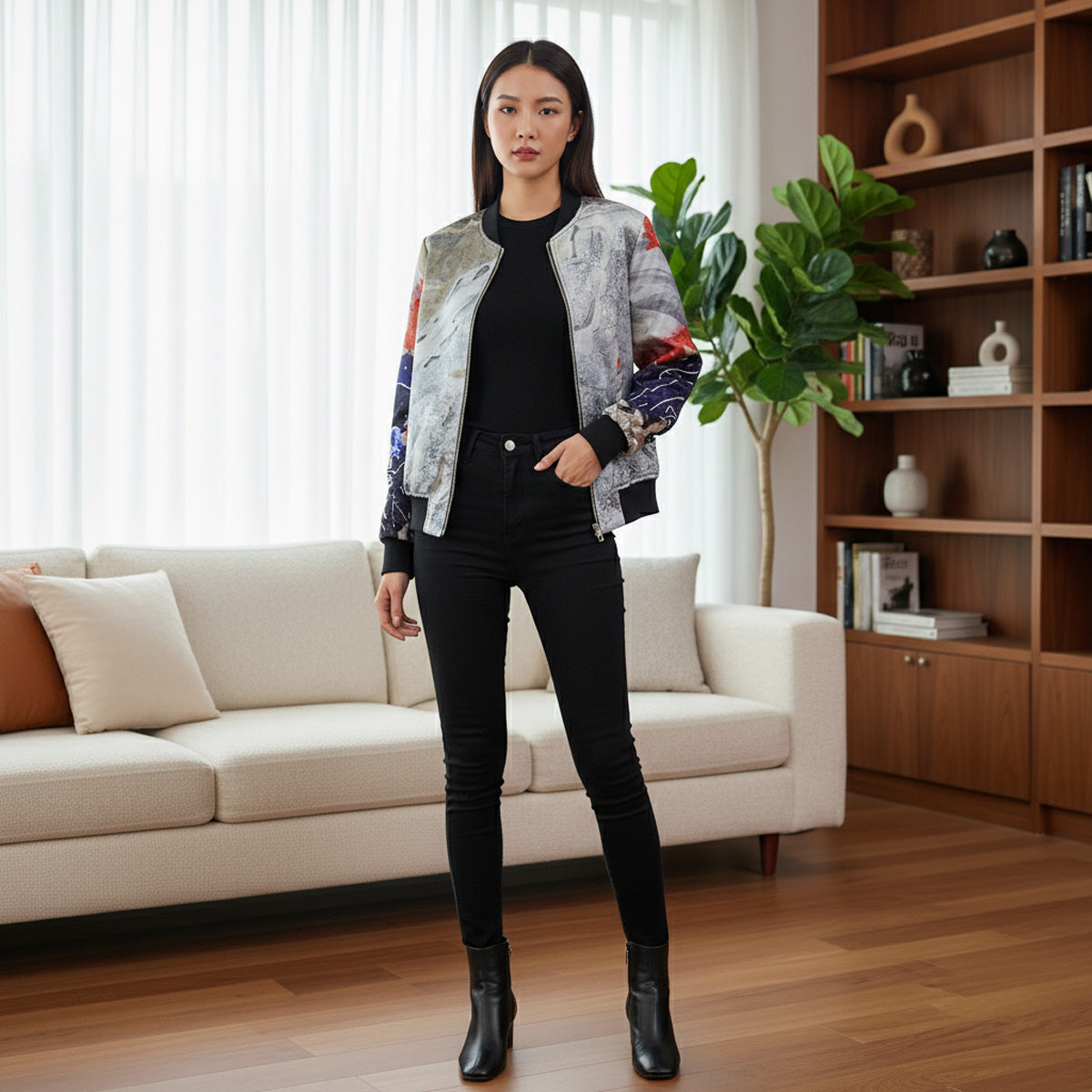 Bomber Jacket with Wing Design – Long Studio Design