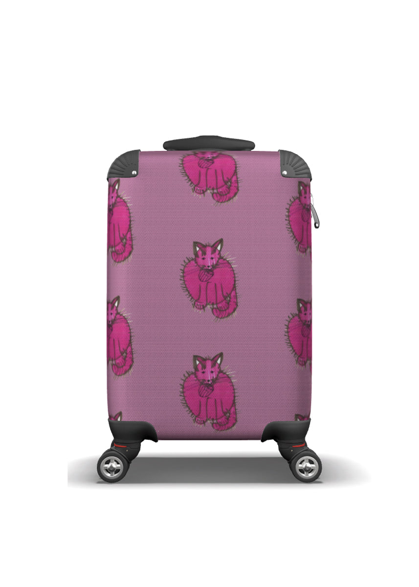 Suitcase - Small Kids 45cm - Pink with Purry Cat