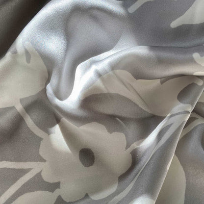 Silk Pyjamas - Grey with White Foliage