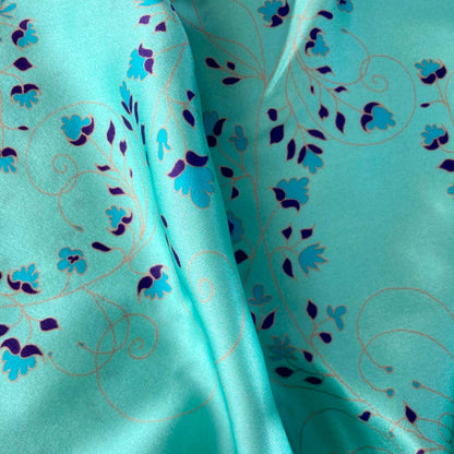 Silk Pyjamas - Floral on Turquoise