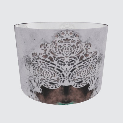 Lampshade - Burano Lace white and purple greys - Large & Medium