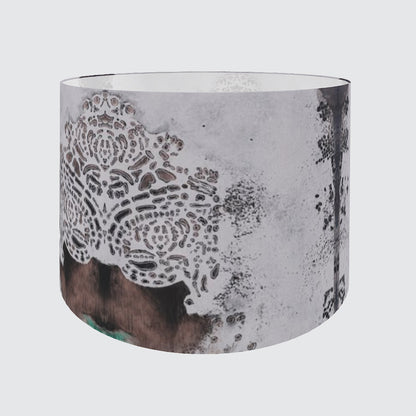 Lampshade - Burano Lace white and purple greys - Large & Medium