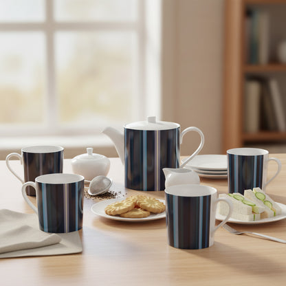 Bone China Mug with Blue Sea Stripes