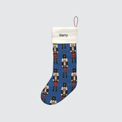 Nutcracker Personalised Blue Christmas Stocking
