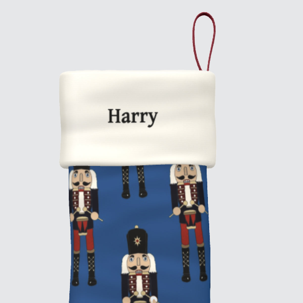 Nutcracker Personalised Blue Christmas Stocking