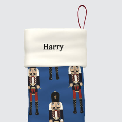 Nutcracker Personalised Blue Christmas Stocking