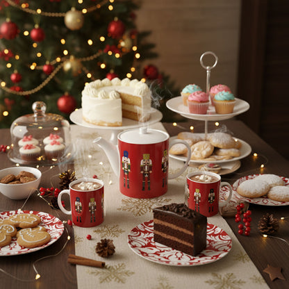 Nutcracker Red Bone China Teapot