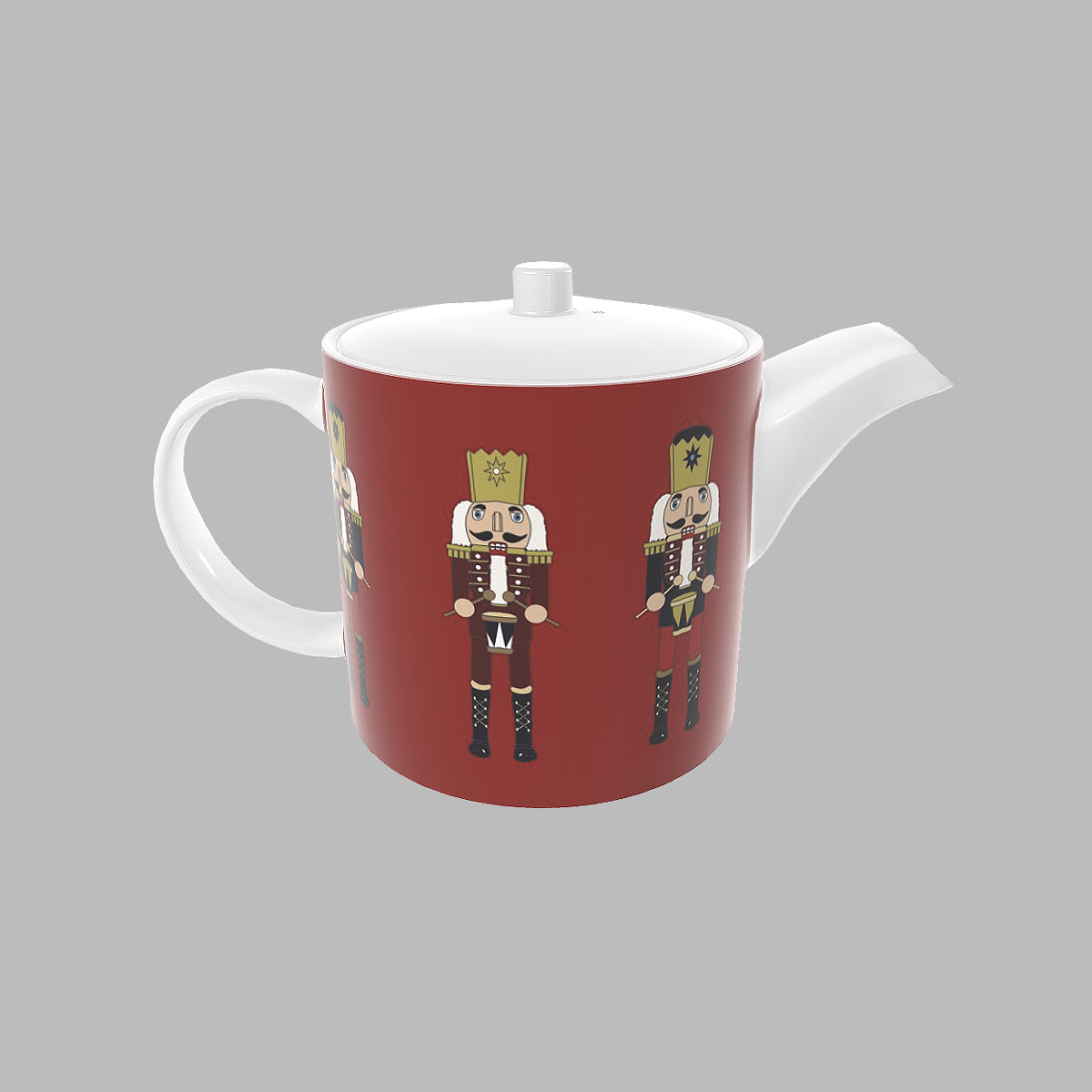 Nutcracker Red Bone China Teapot