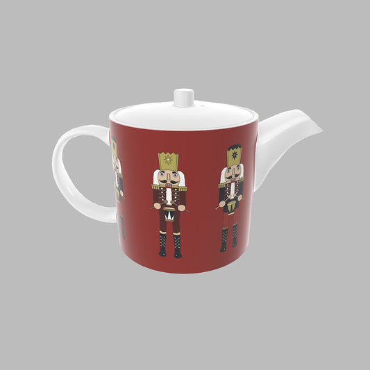 Nutcracker Red Bone China Teapot