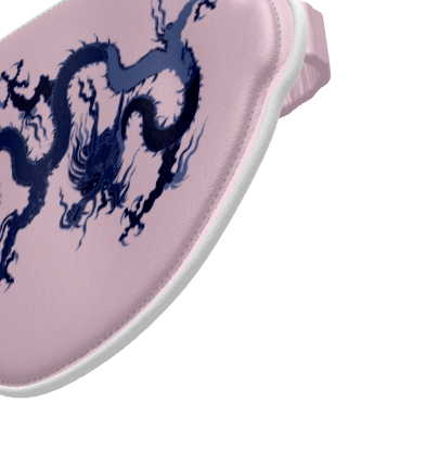 Silk Eye Mask - Pink with Blue Dragons