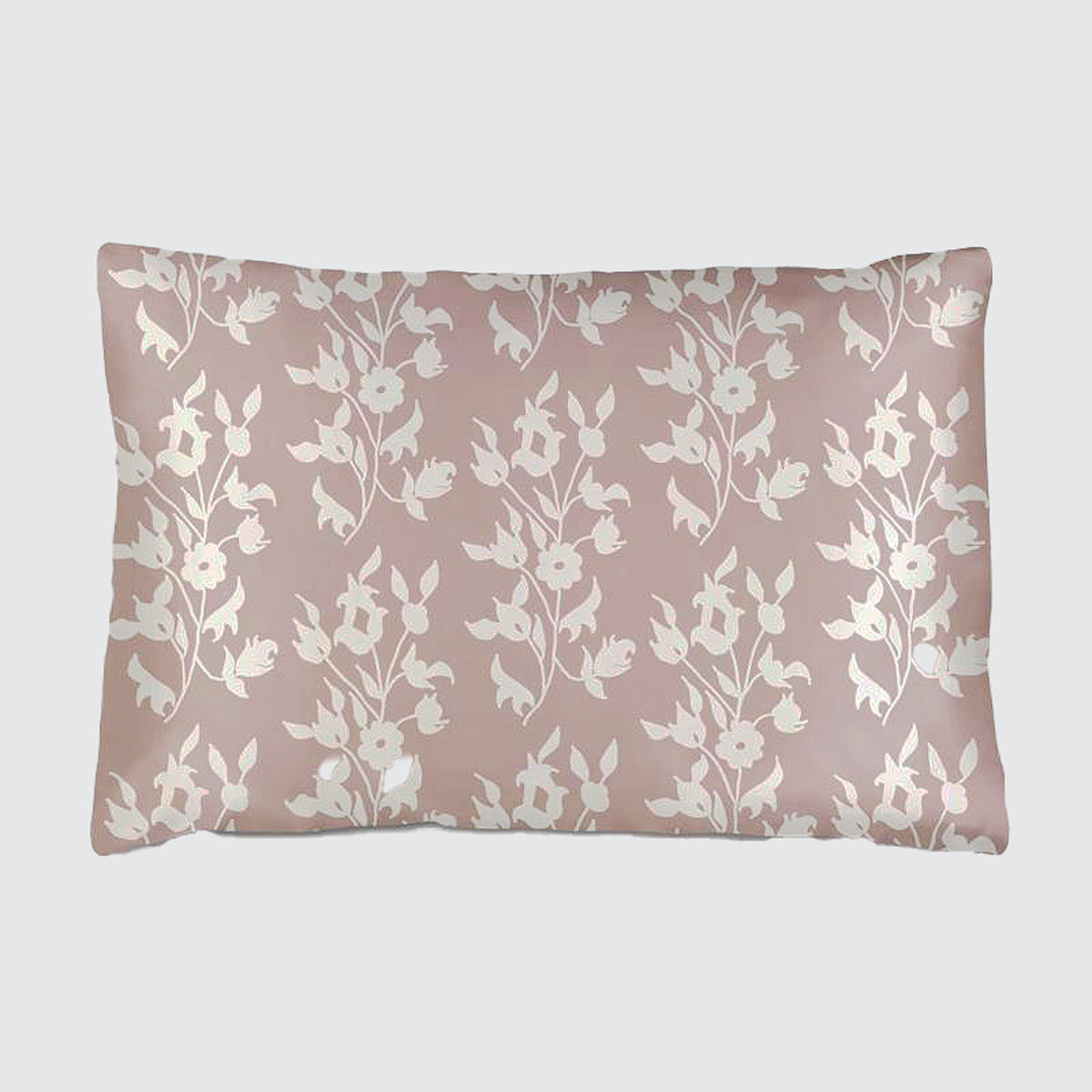 Silk Pillowcase - Pink With White Foliage