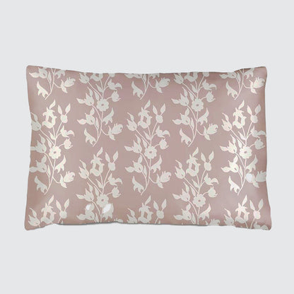 Silk Pillowcase - Pink With White Foliage