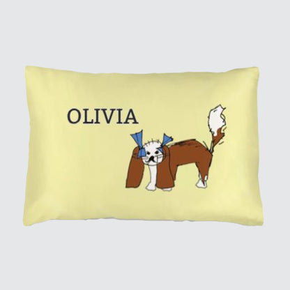 Silk Pillowcase for Children - Personalised - Charlie with Bows on Yellow