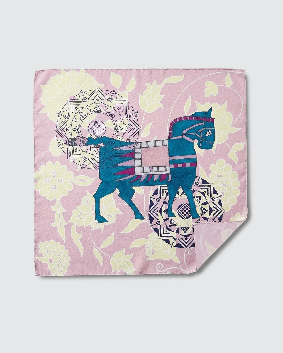 Silk Scarf - Horse on Pink
