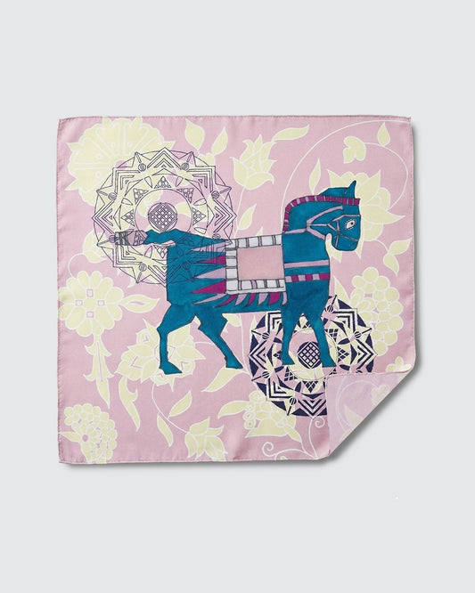 Silk Scarf - Horse on Pink