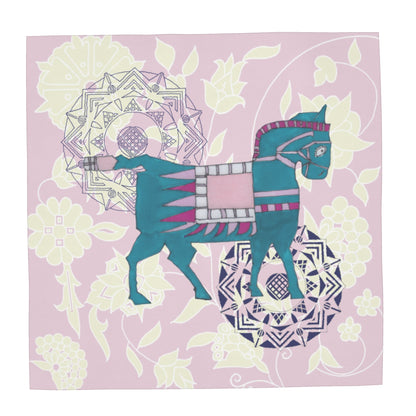 Silk Scarf - Horse on Pink