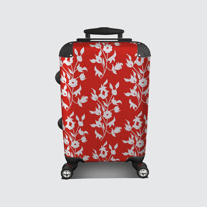 Suitcase - Cabin 55cm and 45cm - White Foliage On Red