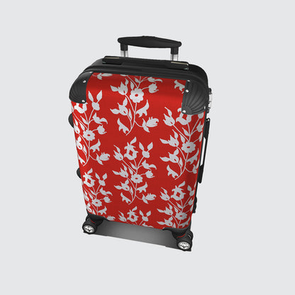 Suitcase - Cabin 55cm and 45cm - White Foliage On Red