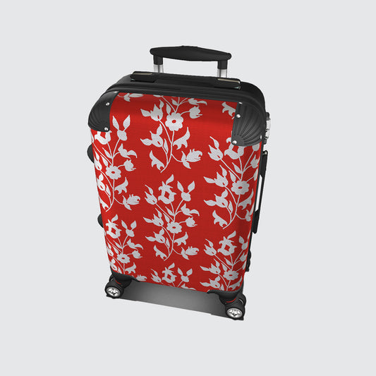 Suitcase - Cabin 55cm and 45cm - White Foliage On Red