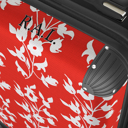 Suitcase - Cabin 55cm and 45cm - White Foliage On Red
