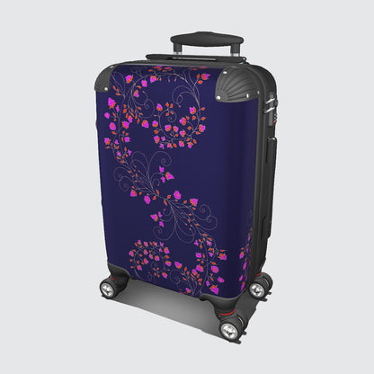 Suitcase - Cabin 55cm - Blue With Pink Flowers