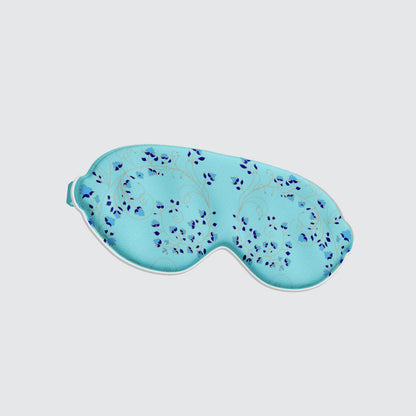 Silk Eye Mask - Floral on Turquoise