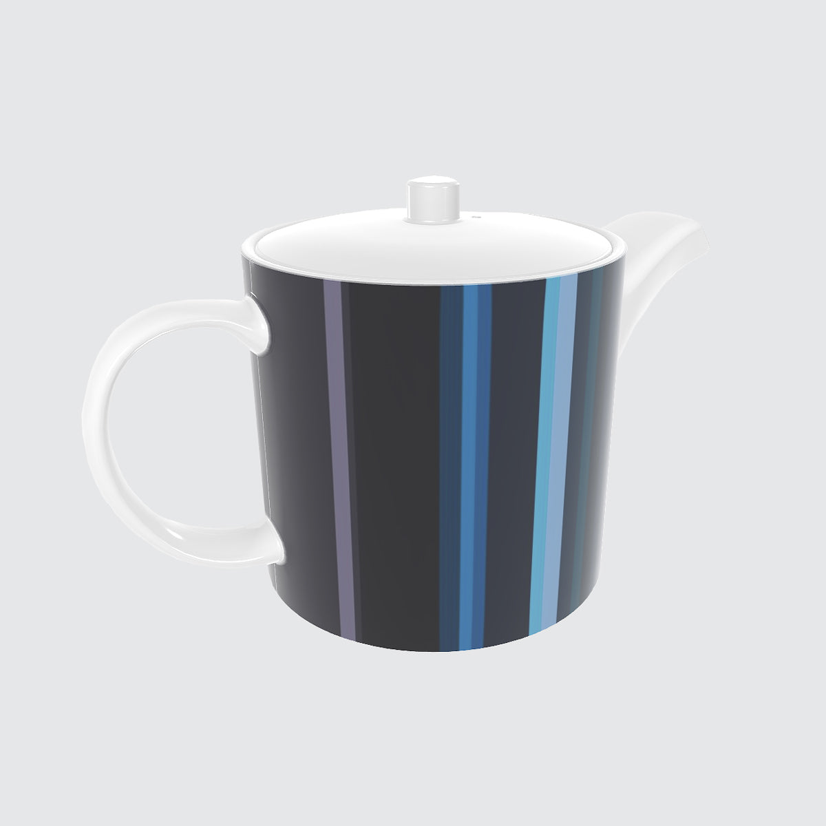 Bone China Teapot - Stripes Blue Sea