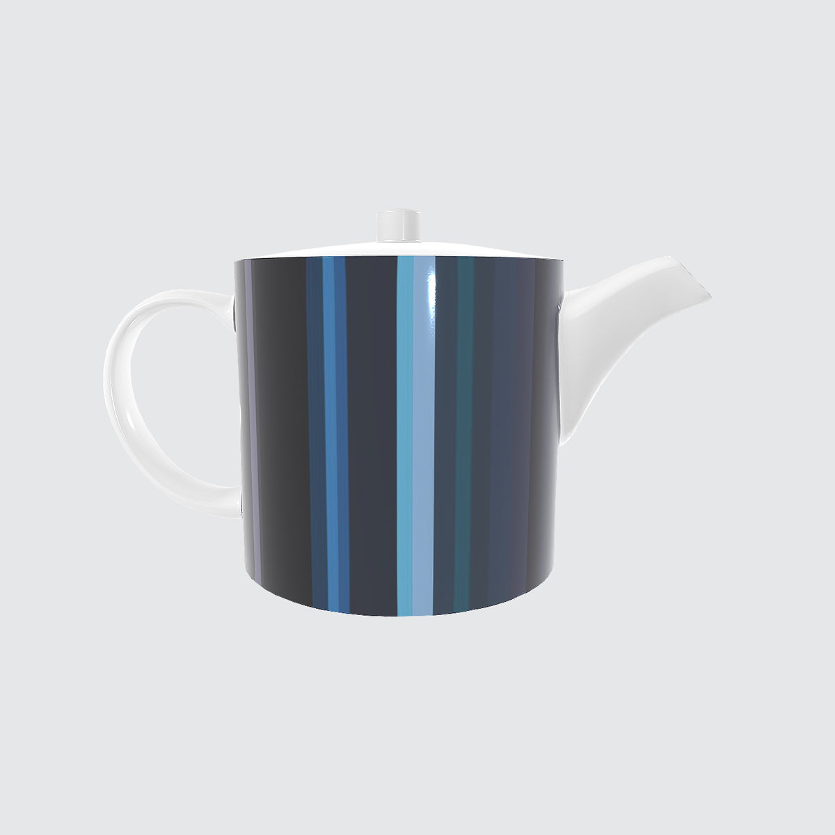 Bone China Teapot - Stripes Blue Sea