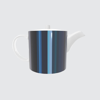Bone China Teapot - Stripes Blue Sea