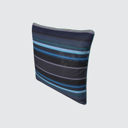 Velvet Cushion - Stripes Blue Sea