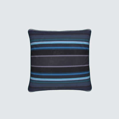 Velvet Cushion - Stripes Blue Sea