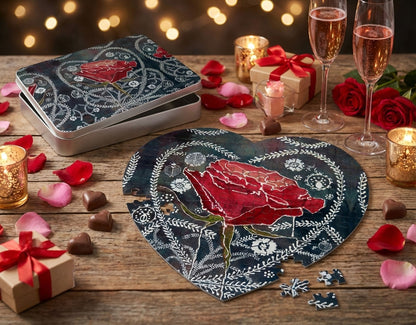 Jigsaw Puzzle - Heart and Rose
