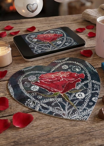 Jigsaw Puzzle - Heart and Rose