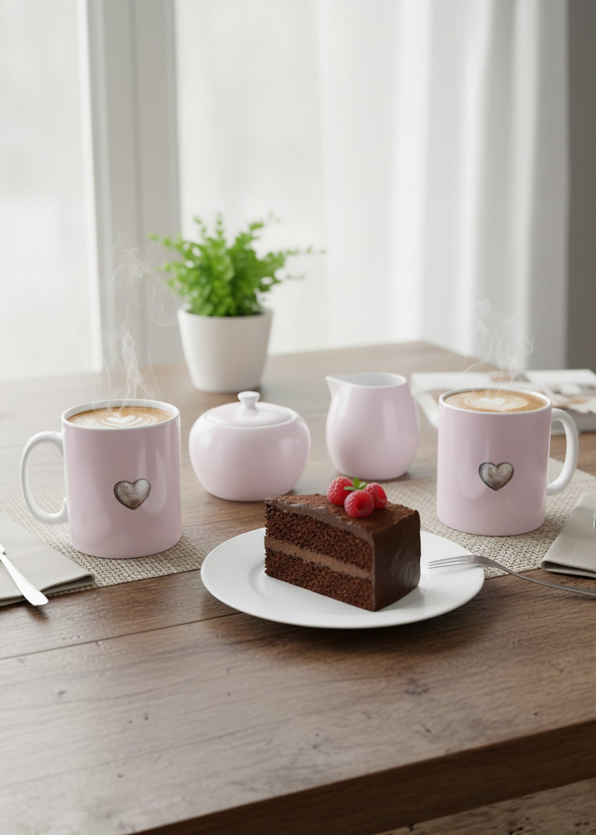 Pink Ceramic Mug with Heart