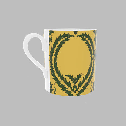 Yellow Mug With Green Wreath