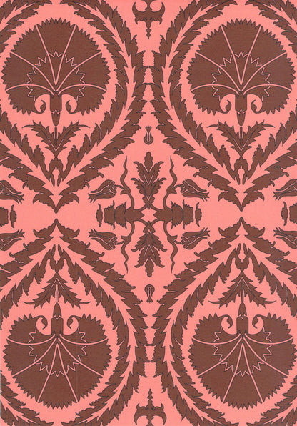 Wallpaper Acanthus and Wreath Red on Pink - £37.50 per sq metre
