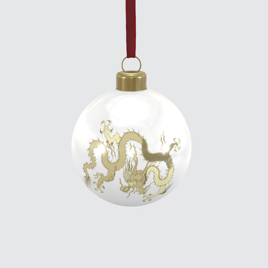 Bone China Bauble Decoration - Single - Dragon Design Golden