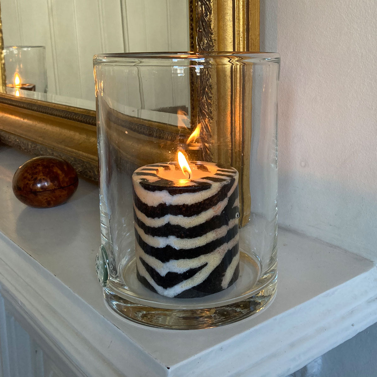 Zebra animal print pillar candle