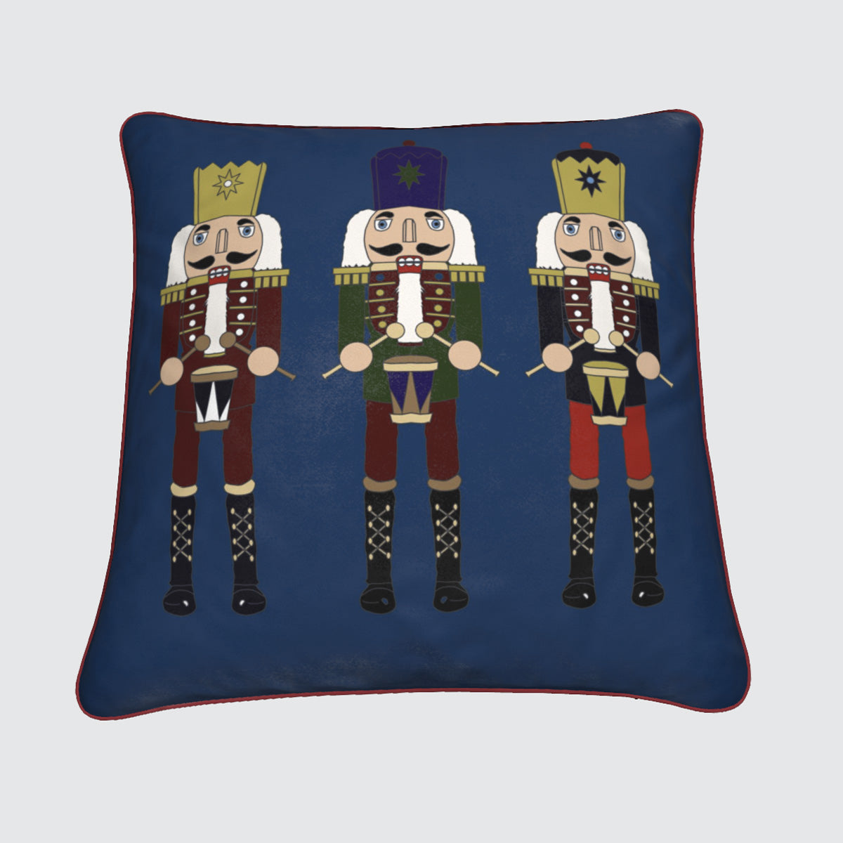 Velvet Cushion - Three Nutcracker Sentinels