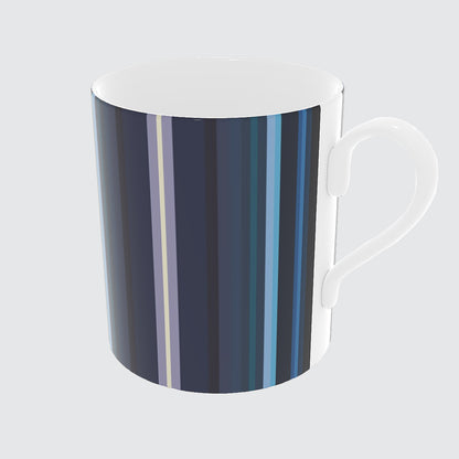 Bone China Mug with Blue Sea Stripes
