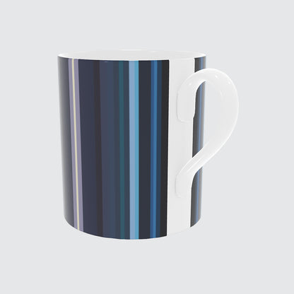 Bone China Mug with Blue Sea Stripes