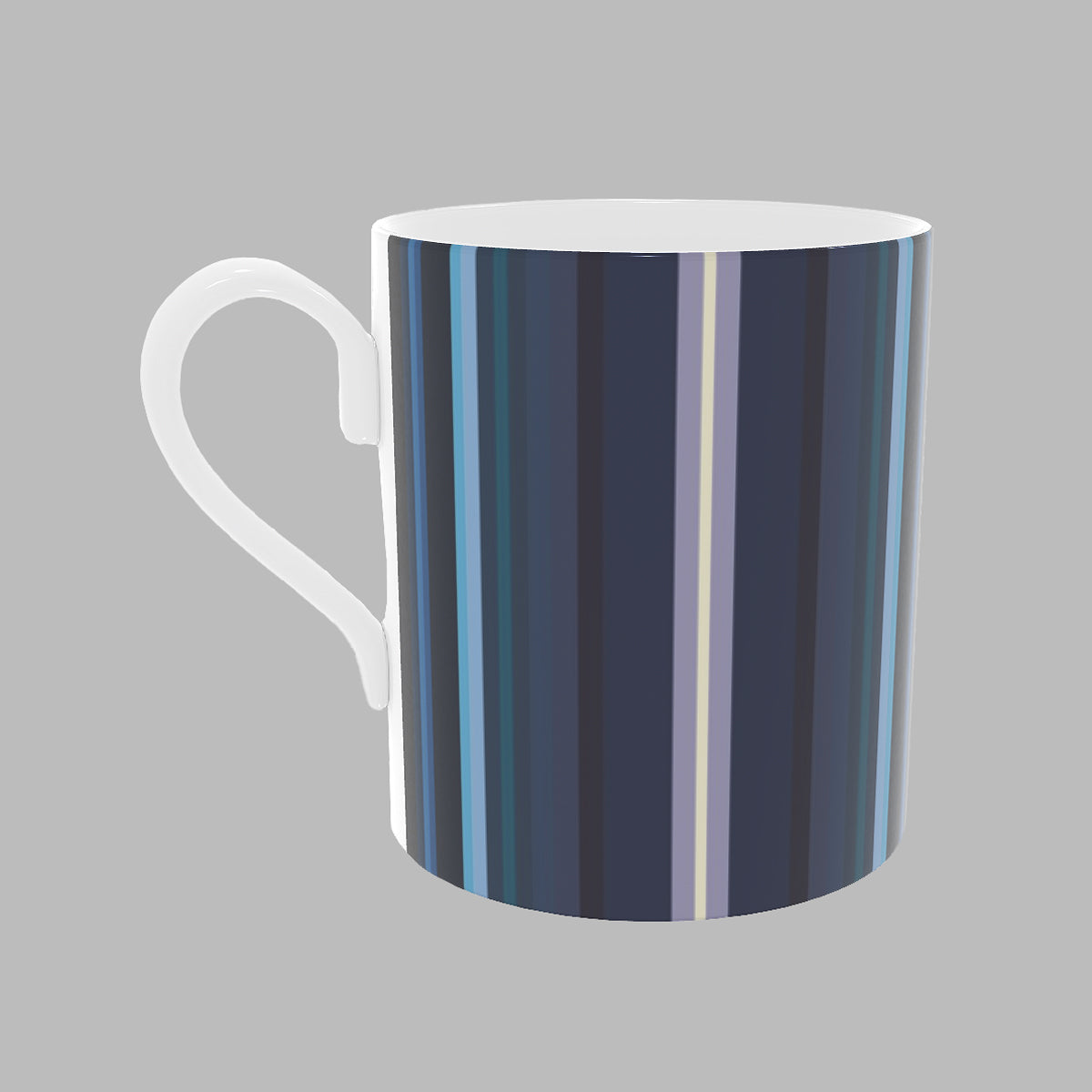Bone China Mug with Blue Sea Stripes