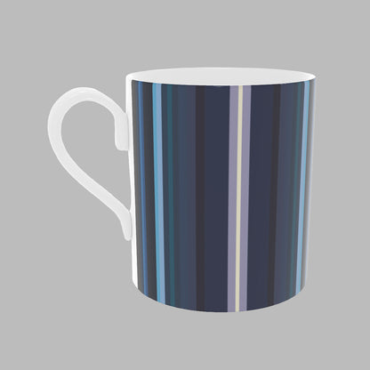 Bone China Mug with Blue Sea Stripes
