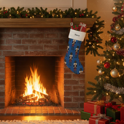 Nutcracker Personalised Blue Christmas Stocking