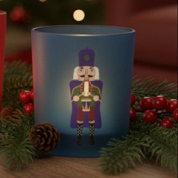 Three Nutcracker Glass Tea Light Holders