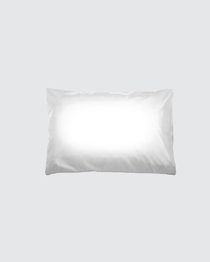 White cotton pillowcase. Rear side of one sided silk pillowcases.